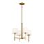 Brushed Brass Mini 4-Light Chandelier with Fabric Drum Shades