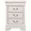 Elegant Louis Philippe White 3-Drawer Nightstand in Solid & Veneer Wood