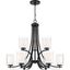 Sand Coal Nickel 9-Light Chandelier with Etched Glass Shades