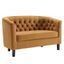 Cognac Faux Leather Tufted Chesterfield Loveseat