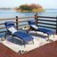 Blue Metal Chaise Lounge Set with Cushions and Table