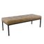 Light Brown Vegan Leather Tufted Metal Bench