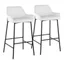 Daniella Industrial Black Metal and White Faux Leather Barstools - Set of 2