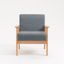 Elegant Mid-Century Modern Gray Linen and Wood Accent Chair