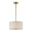 Natural Aged Brass Linen Drum Pendant Light