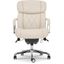 Ivory Bonded Leather Ergonomic Executive Office Chair with Chrome Base