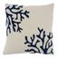 Ivory and Navy Coral Design Cotton Throw Pillow Cover