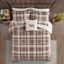 Queen Tan Plaid Down Alternative Comforter Set with Shams