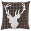 Brown Plaid Reindeer Applique Medium Throw Pillow