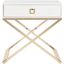 White Rectangular Wood and Metal End Table with Storage