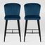 Jasper Navy Blue Velvet Counter Height Barstools, Set of 2