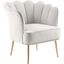 Cream Velvet Barrel Accent Chair with Gold Metal Legs