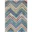 Beige and Blue Hand-Tufted Wool Chevron Area Rug