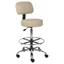 Beige Adjustable Swivel Medical Drafting Stool with Back Cushion