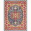 Antiquity Blue and Red Hand-Tufted Wool 8' x 10' Area Rug