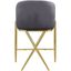 Contemporary Dark Gray Velvet Counter Stool with Gold Metal Legs