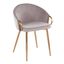 Pearl Silver Velvet Low Backrest Chair with Metal Tapered Legs