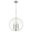 Satin Nickel 16" Globe Pendant Light with Glass Shade