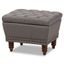 Annabelle Light Grey Tufted Storage Ottoman with Walnut Wood Legs