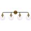 Hanson 4-Light Black and Brass Wall Sconce with Clear Glass Shade