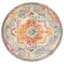 Hand-Knotted Orange & Teal Floral Synthetic 7' Round Area Rug