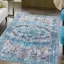 Mangata Blue Rectangular Washable Chenille Area Rug