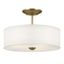 Natural Brass 14" 3-Light Semi-Flush Drum Ceiling Fixture