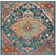 Teal & Rose Floral Medallion 5' Square Reversible Area Rug