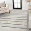 Cream and Navy Stripe Synthetic 4' x 6' Area Rug