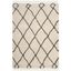 Cream and Charcoal Geometric Shag Area Rug with Fringe