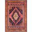 Western Springs Coral and Navy Traditional Washable Area Rug