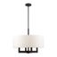 Cresthaven Black 4-Light Chandelier with Off-White Fabric Shade