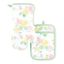 Pink and Yellow Floral Cotton Oven Mitt and Pot Holder Set