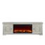 84" Off-White Farmhouse TV Stand with Electric Fireplace