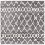 Gray and Cream Square Shag Rug with Geometric Pattern