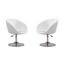 White Faux Leather Swivel Accent Chairs with Chrome Base, Set of 2