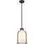 Matte Black Glass 1-Light Chandelier with Nickel Accents