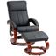 Black Faux Leather Swivel Recliner with Ottoman and Massage