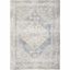 Light Blue Vintage Medallion Washable Synthetic Area Rug 5' x 7'