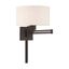 Bronze Swing Arm Wall Lamp with Oatmeal Shade