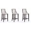 Set of 3 Pearl White Faux Leather Barstools with Beech Wood Frame