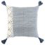 20" Blue and Ivory Woven Square Throw Pillow