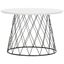 24" Transitional White & Wood Round End Table with Metal Base