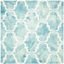 Turquoise and Ivory Hand-Tufted Wool Square Area Rug