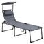 Gray Adjustable Outdoor Lounge Chair with Cushions and Sunshade