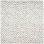 Ivory and Charcoal Chevron 4' Square Synthetic Rug