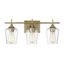 Warm Brass 3-Light Bath Bar with Clear Glass Shades