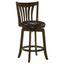 Dark Brown Wood Swivel Bar Stool with Faux Leather Seat