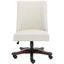 Beige Stripe Armless Swivel Desk Chair with Wooden Base