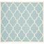 Light Blue and Ivory Wool Geometric Square Rug